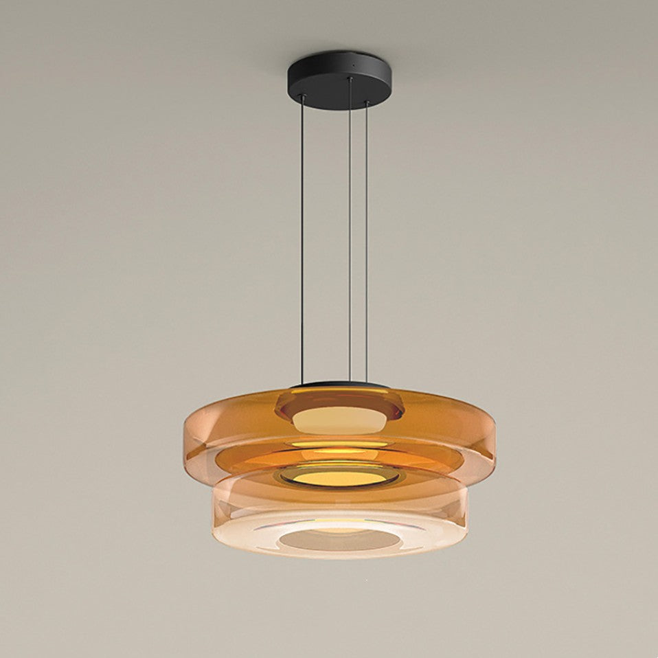 Variant image for Modern Glass Pendant Lamp for Adjustable Kitchen Pendant Lighting – Energy-Efficient LED in Smoked, Green, and Amber Gray-4