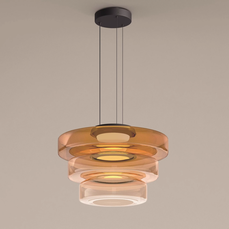 Modern Glass Pendant Lamp for Adjustable Kitchen Pendant Lighting – Energy-Efficient LED in Smoked, Green, and Amber Gray 6