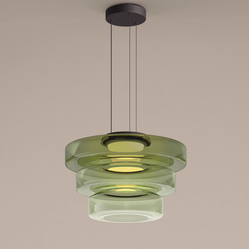 Variant image for Modern Glass Pendant Lamp for Adjustable Kitchen Pendant Lighting – Energy-Efficient LED in Smoked, Green, and Amber Gray-12