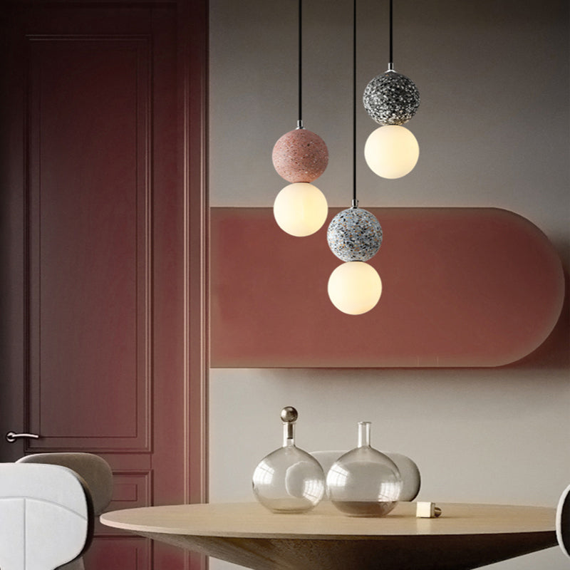 Black and White Glass Pendant Light with Integrated LED – Modern Kitchen Pendant Lighting, Contemporary Hanging Lights 1