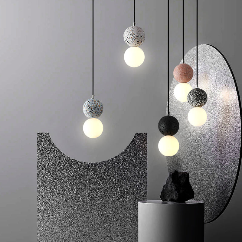 Black and White Glass Pendant Light with Integrated LED – Modern Kitchen Pendant Lighting, Contemporary Hanging Lights 2
