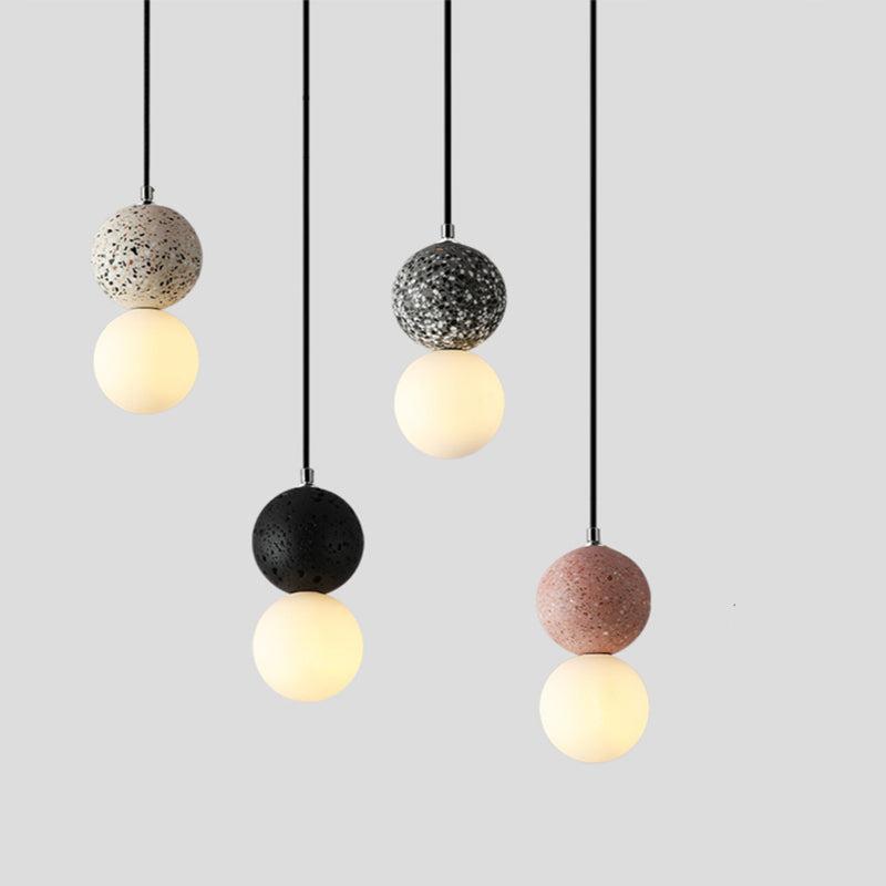 Black and White Glass Pendant Light with Integrated LED – Modern Kitchen Pendant Lighting, Contemporary Hanging Lights 3