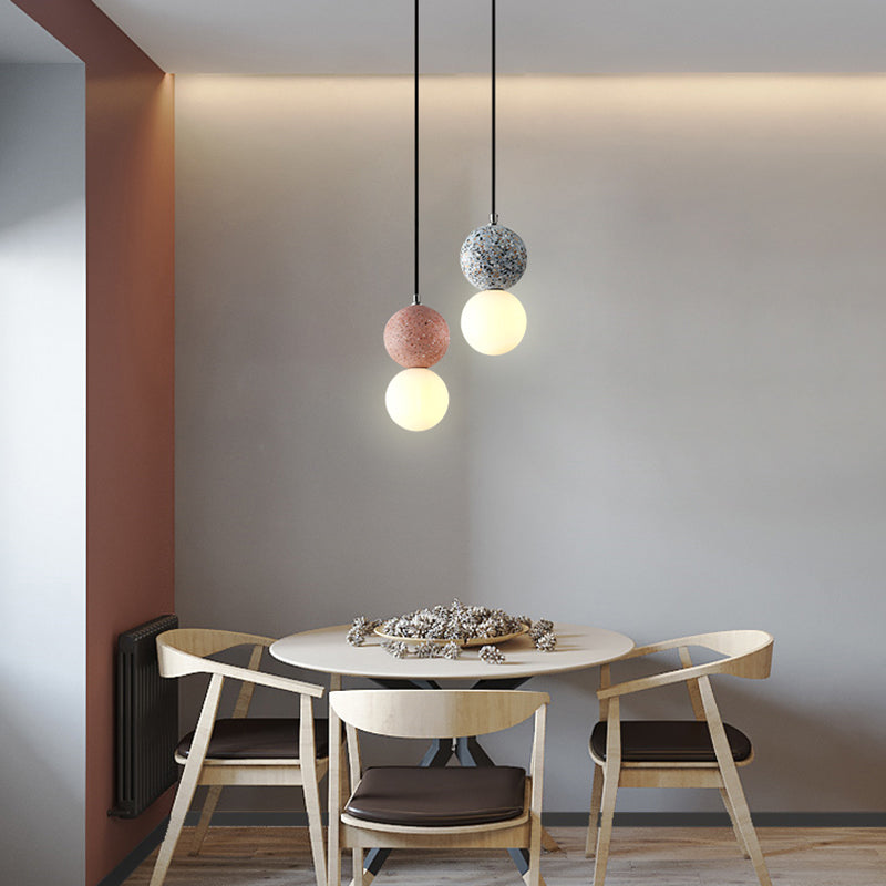 Black and White Glass Pendant Light with Integrated LED – Modern Kitchen Pendant Lighting, Contemporary Hanging Lights 4
