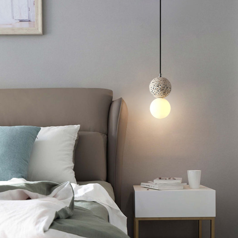 Black and White Glass Pendant Light with Integrated LED – Modern Kitchen Pendant Lighting, Contemporary Hanging Lights 7