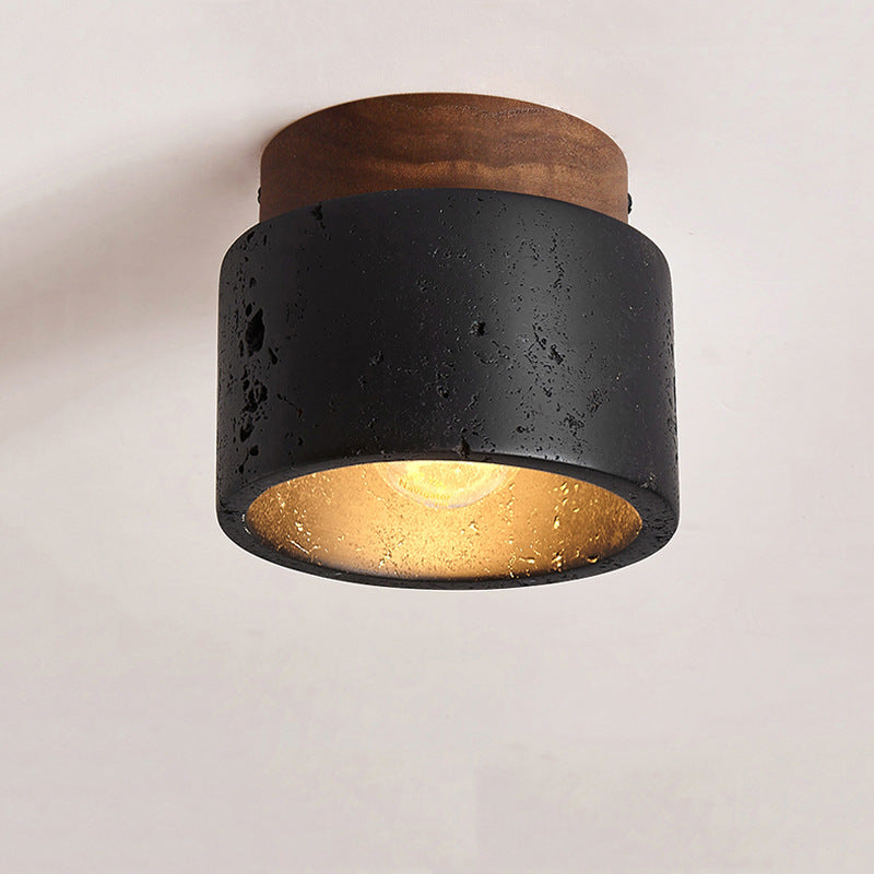 Elegant LED Ceiling Light Fixture with Natural Travertine Design – Modern Flush Ceiling Lamp for Hallways and Foyers 0