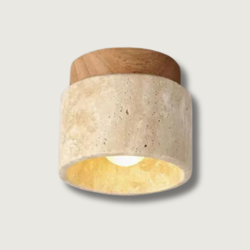Elegant LED Ceiling Light Fixture with Natural Travertine Design – Modern Flush Ceiling Lamp for Hallways and Foyers 1