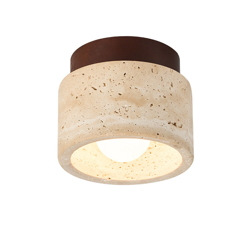 Elegant LED Ceiling Light Fixture with Natural Travertine Design – Modern Flush Ceiling Lamp for Hallways and Foyers 11
