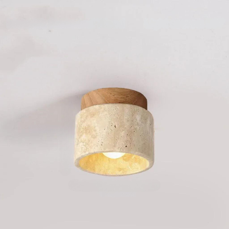 Elegant LED Ceiling Light Fixture with Natural Travertine Design – Modern Flush Ceiling Lamp for Hallways and Foyers 6