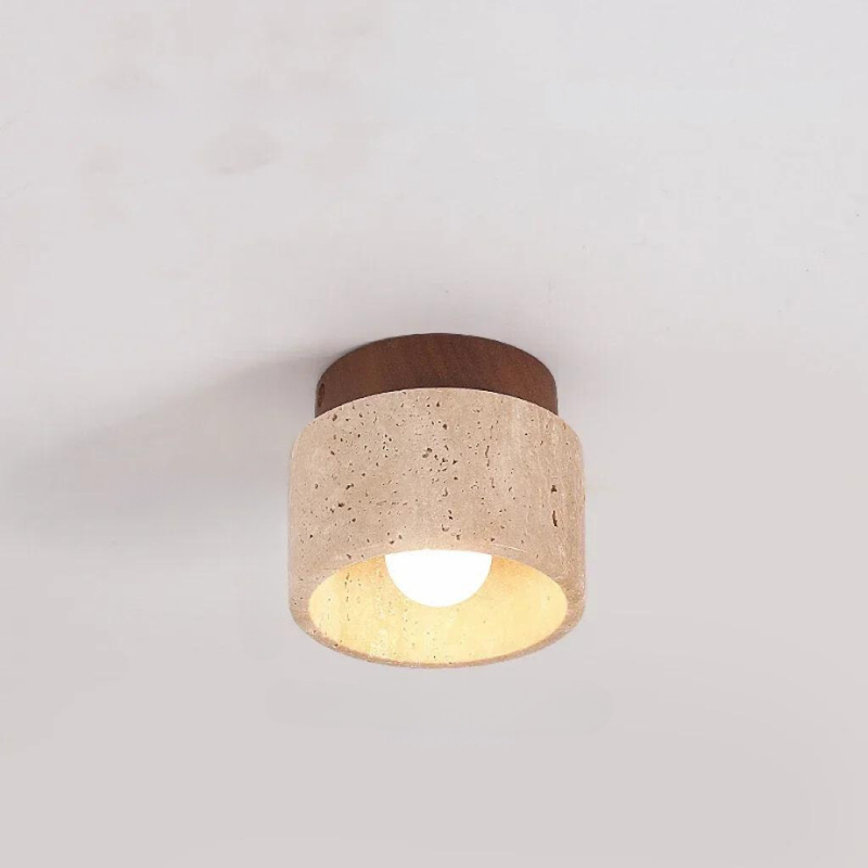 Elegant LED Ceiling Light Fixture with Natural Travertine Design – Modern Flush Ceiling Lamp for Hallways and Foyers 7