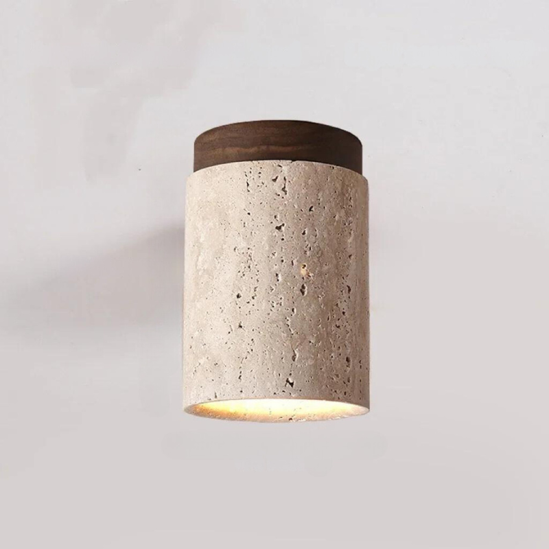 Elegant LED Ceiling Light Fixture with Natural Travertine Design – Modern Flush Ceiling Lamp for Hallways and Foyers 8