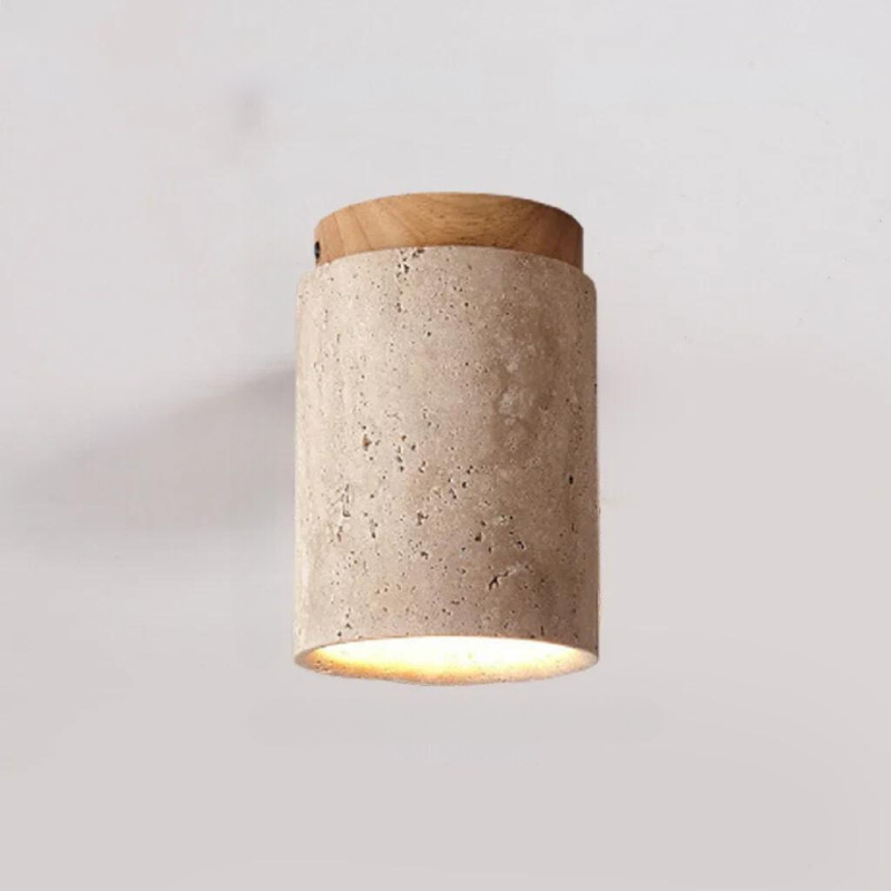Elegant LED Ceiling Light Fixture with Natural Travertine Design – Modern Flush Ceiling Lamp for Hallways and Foyers 9