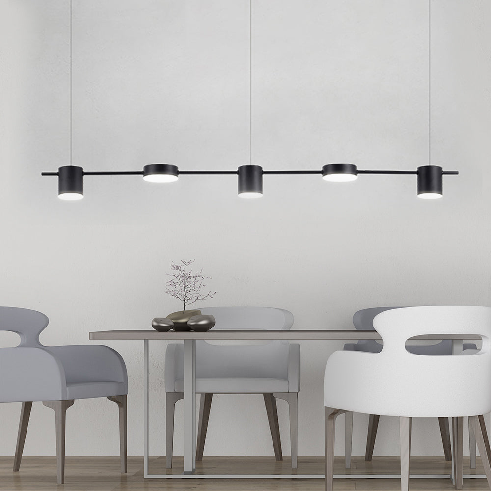Modern Black Pendant Light for Kitchen Island - Adjustable 3, 5, or 6 Bulb Options in Elegant Aluminum Design 9