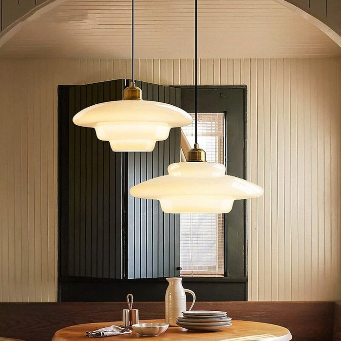 Modern Glass and Brass Pendant Light with Adjustable Height for Kitchen and Home Illumination 3