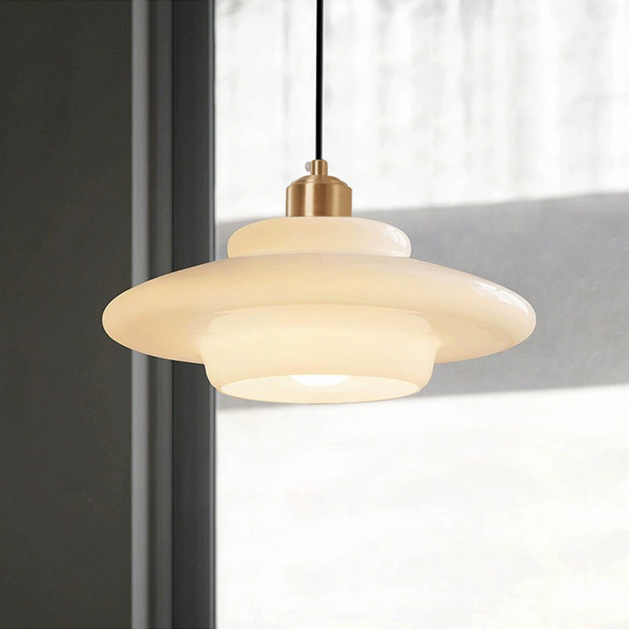 Modern Glass and Brass Pendant Light with Adjustable Height for Kitchen and Home Illumination 5