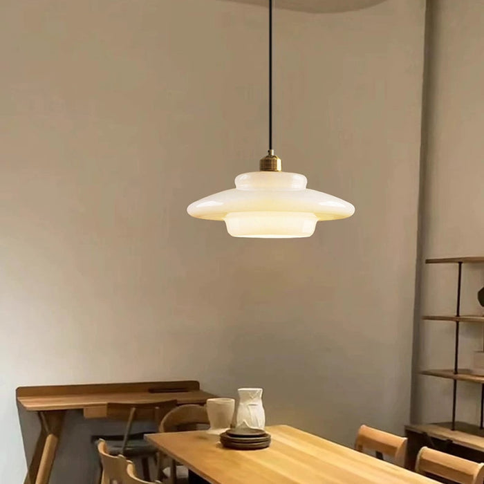 Modern Glass and Brass Pendant Light with Adjustable Height for Kitchen and Home Illumination 7