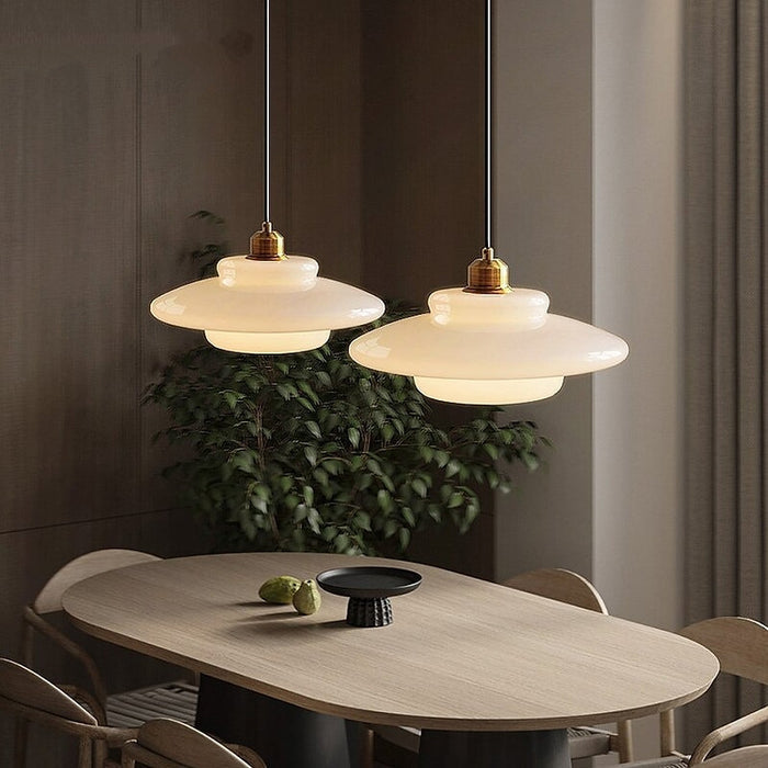Modern Glass and Brass Pendant Light with Adjustable Height for Kitchen and Home Illumination 9