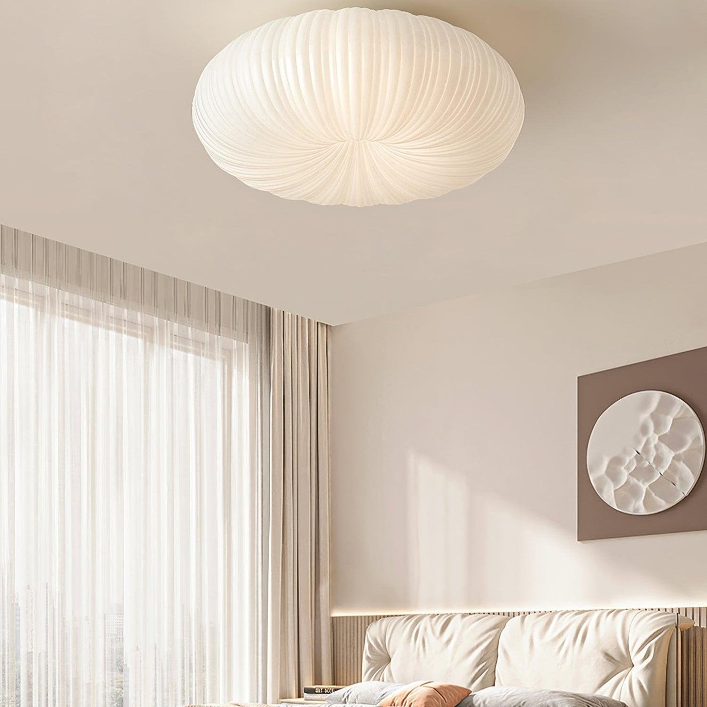 Modern LED Flush Mount Ceiling Light Fixture with Remote Control – Adjustable Brightness and Elegant Design 2