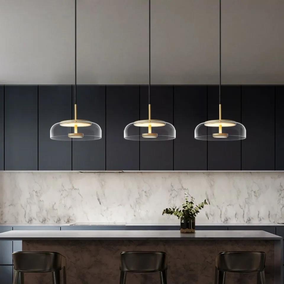 Modern LED Pendant Light, Adjustable Height Glass Hanging Light for Kitchen and Home Interiors, Minimalist Design 6