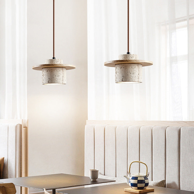 Natural Travertine Pendant Light with Adjustable Height - Modern LED Kitchen Pendant Lighting 1