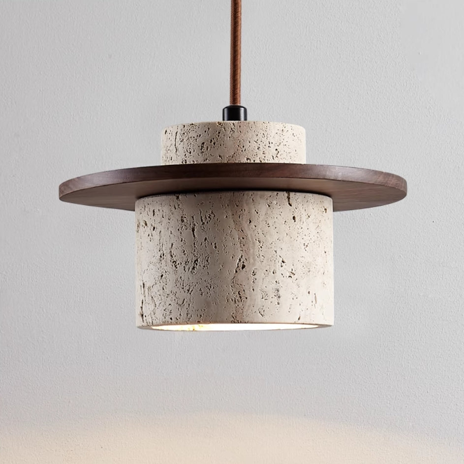 Natural Travertine Pendant Light with Adjustable Height - Modern LED Kitchen Pendant Lighting 2