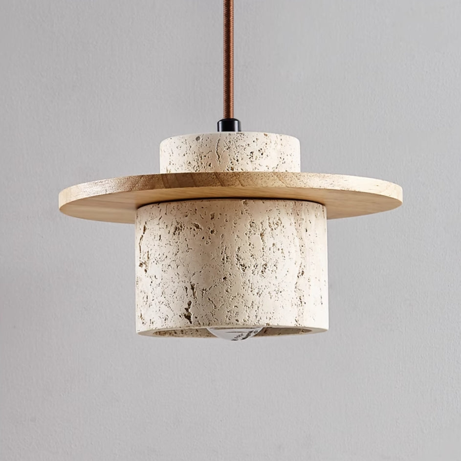 Natural Travertine Pendant Light with Adjustable Height - Modern LED Kitchen Pendant Lighting 3