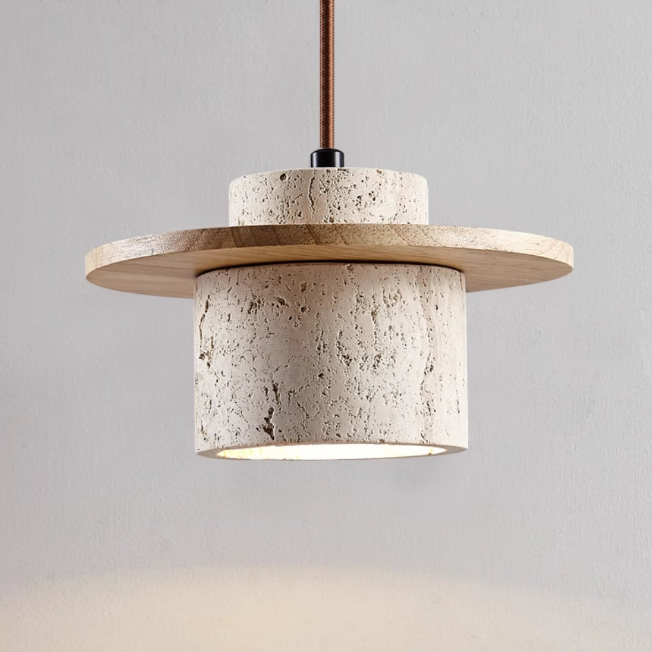Natural Travertine Pendant Light with Adjustable Height - Modern LED Kitchen Pendant Lighting 4