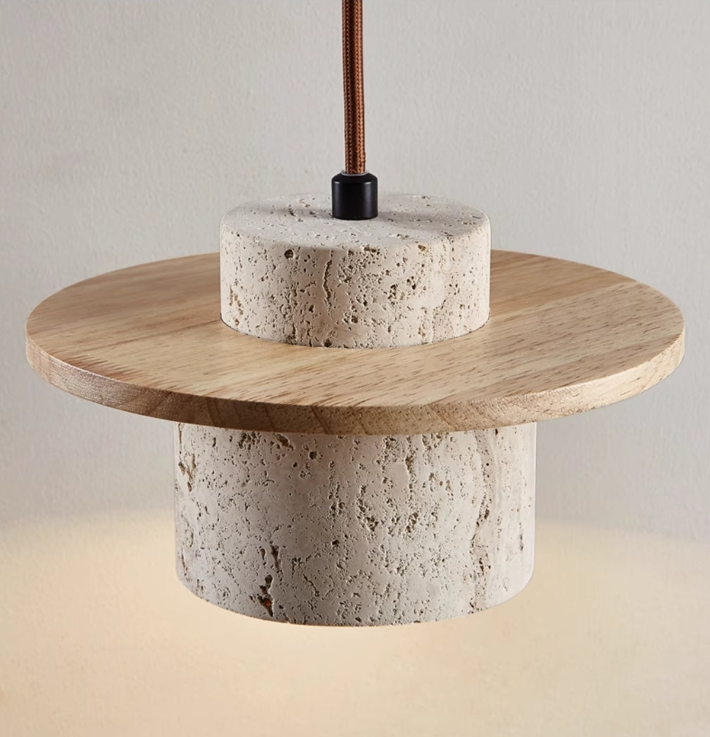 Natural Travertine Pendant Light with Adjustable Height - Modern LED Kitchen Pendant Lighting 5