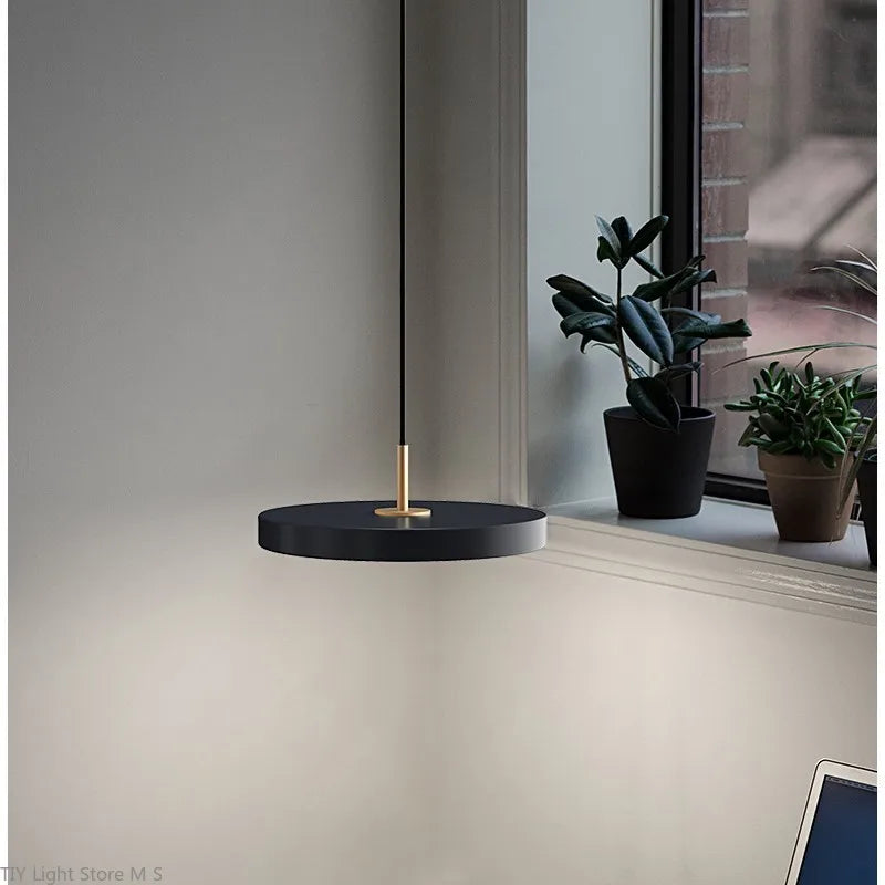 Scandinavian Black Pendant Light with Natural Wood and Metal Design – Minimalist Kitchen Pendant Lighting Fixture 0