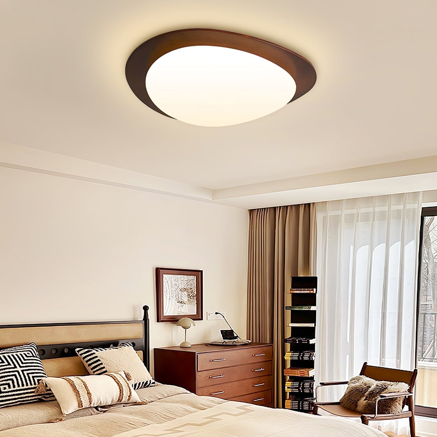 Scandinavian Wood LED Ceiling Light Fixture – Natural Design for Cozy Home Decor, Warm Glare-Free Lighting 1