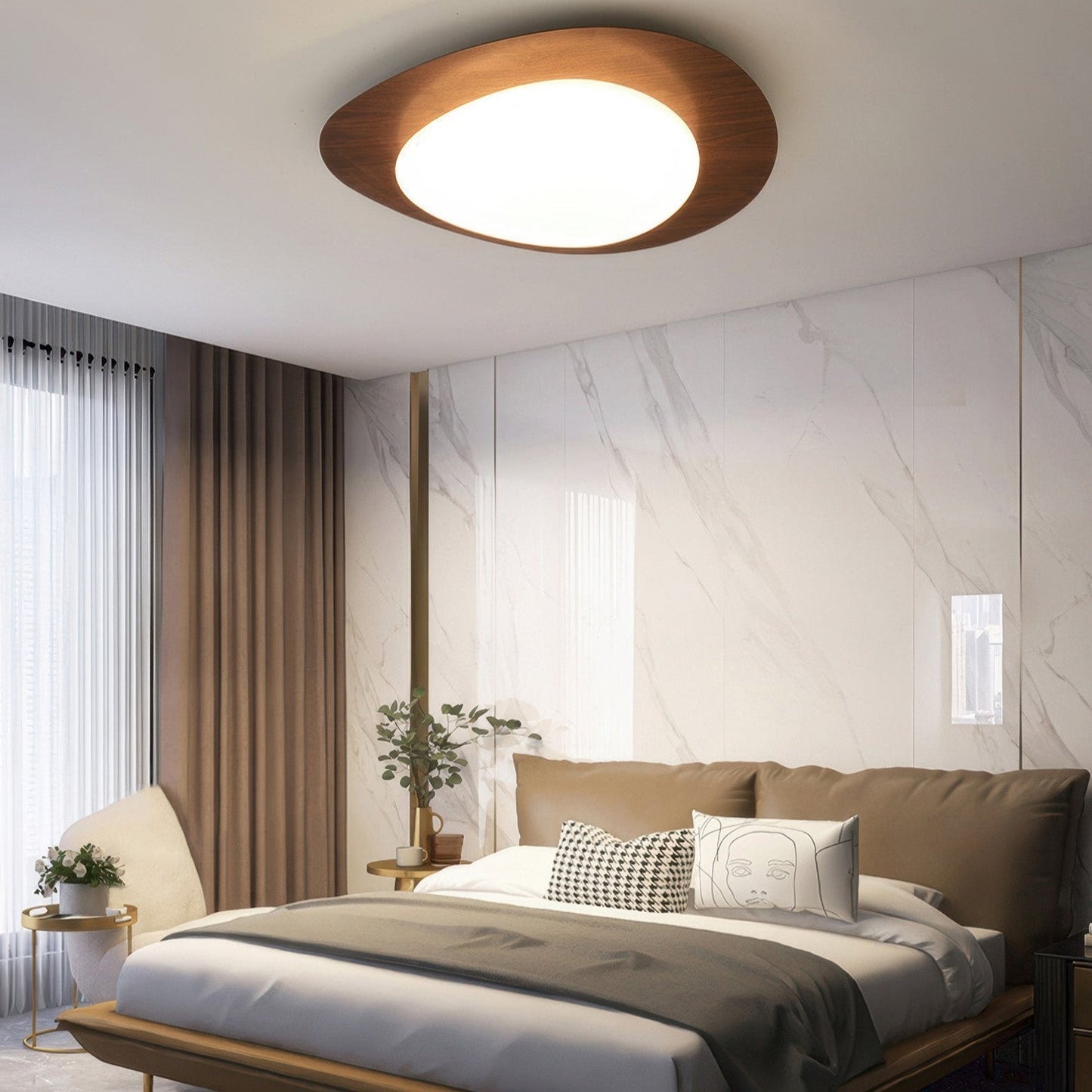 Scandinavian Wood LED Ceiling Light Fixture – Natural Design for Cozy Home Decor, Warm Glare-Free Lighting 3
