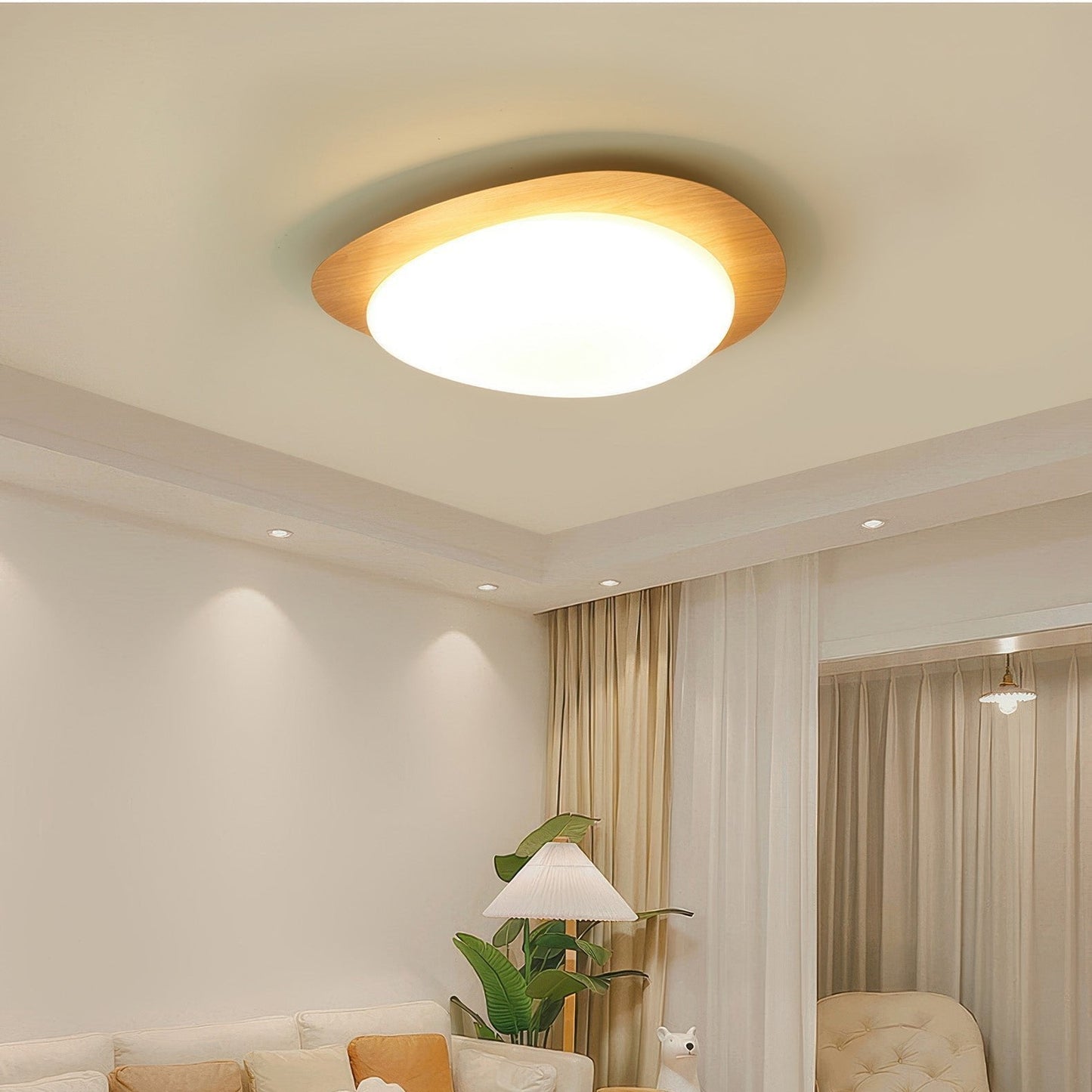 Scandinavian Wood LED Ceiling Light Fixture – Natural Design for Cozy Home Decor, Warm Glare-Free Lighting 6