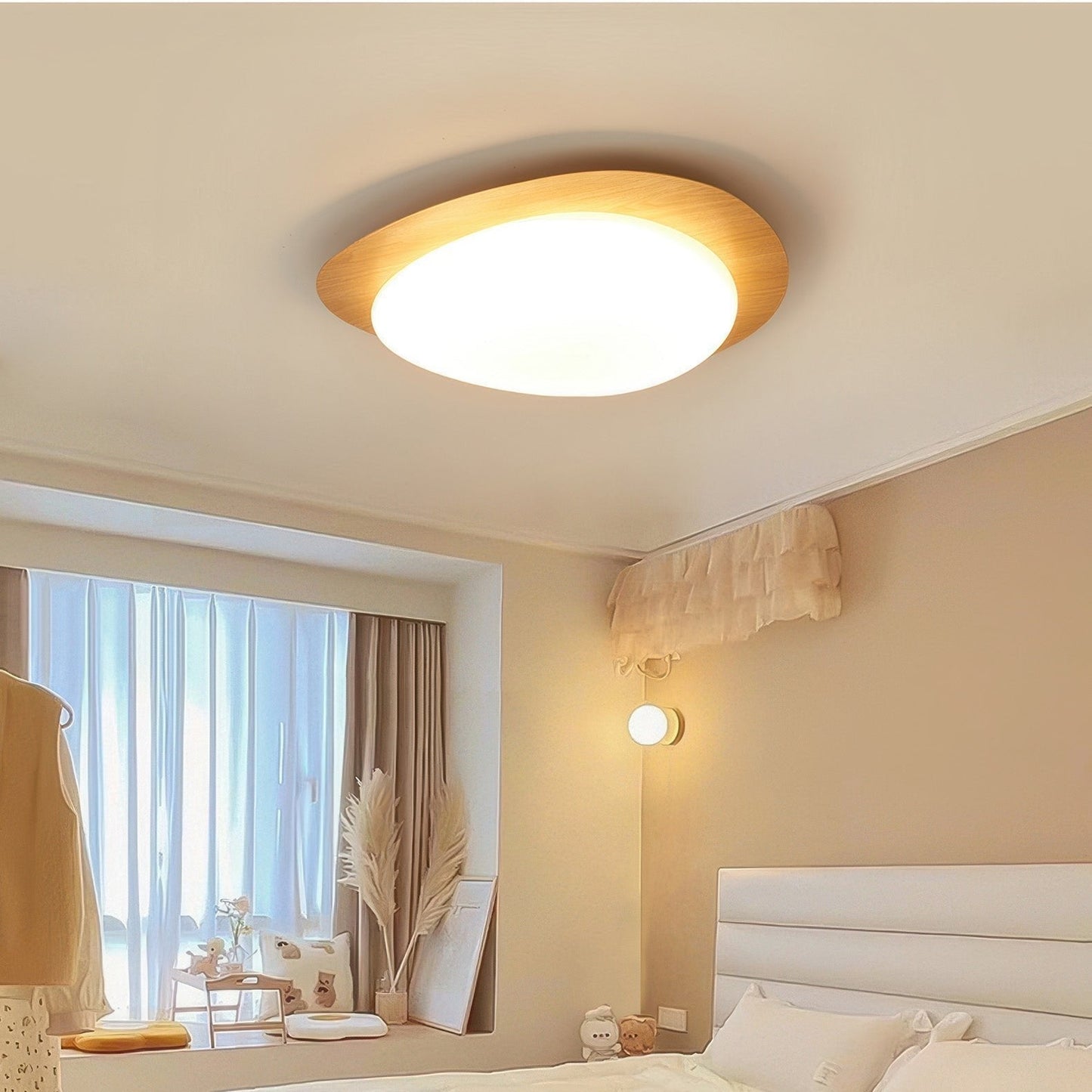 Scandinavian Wood LED Ceiling Light Fixture – Natural Design for Cozy Home Decor, Warm Glare-Free Lighting 7