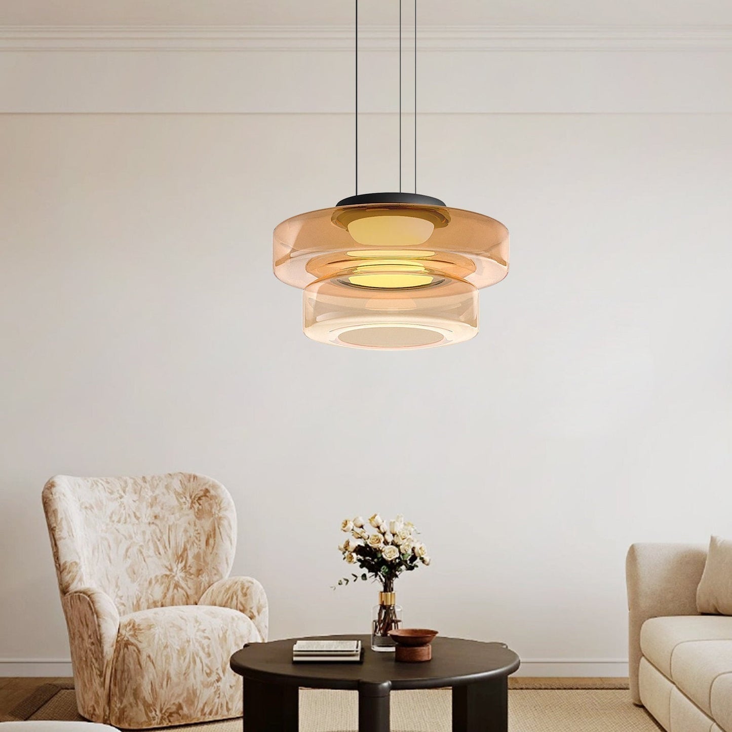 Modern Glass Pendant Lamp for Adjustable Kitchen Pendant Lighting – Energy-Efficient LED in Smoked, Green, and Amber Gray 5