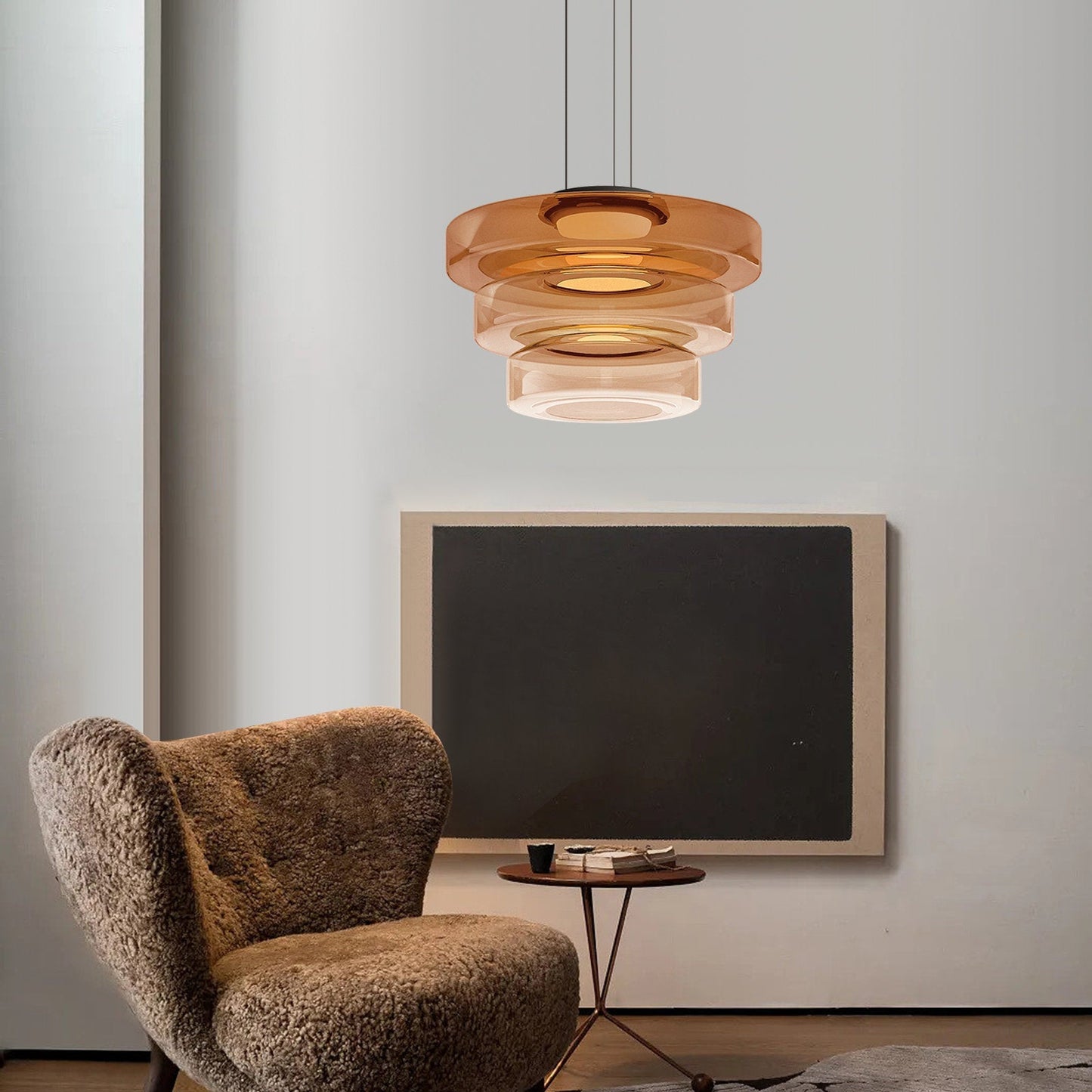 Modern Glass Pendant Lamp for Adjustable Kitchen Pendant Lighting – Energy-Efficient LED in Smoked, Green, and Amber Gray 4