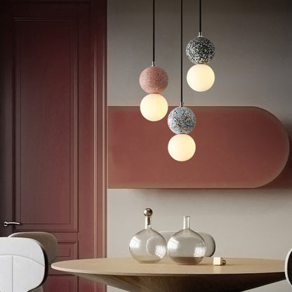 Black and White Glass Pendant Light with Integrated LED – Modern Kitchen Pendant Lighting, Contemporary Hanging Lights 1