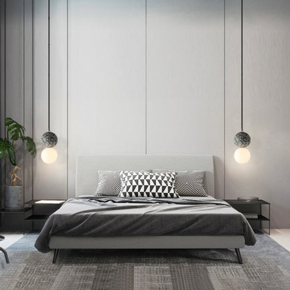 Black and White Glass Pendant Light with Integrated LED – Modern Kitchen Pendant Lighting, Contemporary Hanging Lights 8