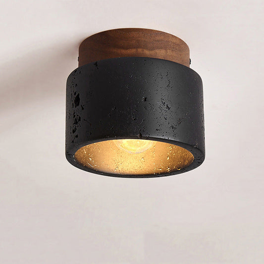 Elegant LED Ceiling Light Fixture with Natural Travertine Design – Modern Flush Ceiling Lamp for Hallways and Foyers 0