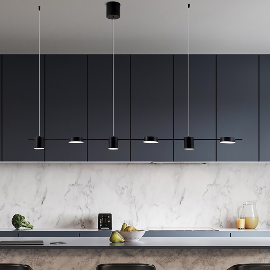 Modern Black Pendant Light for Kitchen Island - Adjustable 3, 5, or 6 Bulb Options in Elegant Aluminum Design 6