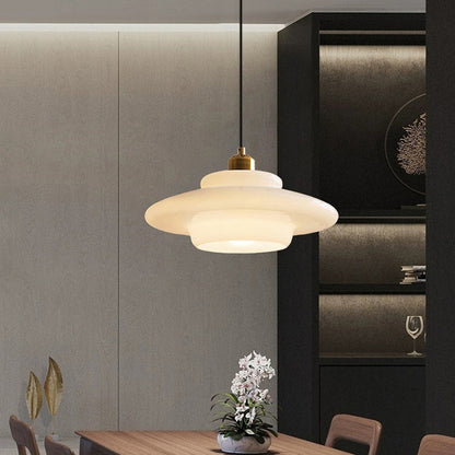 Modern Glass and Brass Pendant Light with Adjustable Height for Kitchen and Home Illumination 6