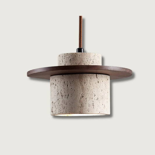 Natural Travertine Pendant Light with Adjustable Height - Modern LED Kitchen Pendant Lighting 0