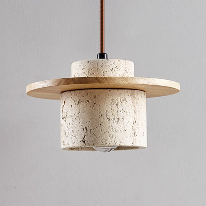 Natural Travertine Pendant Light with Adjustable Height - Modern LED Kitchen Pendant Lighting 3