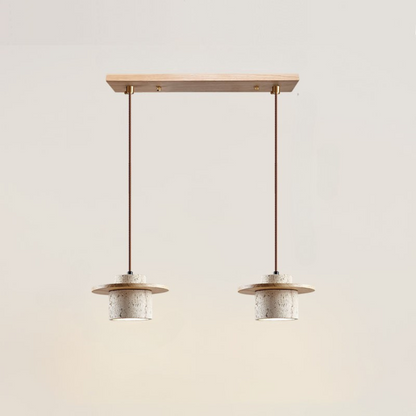Natural Travertine Pendant Light with Adjustable Height - Modern LED Kitchen Pendant Lighting 8