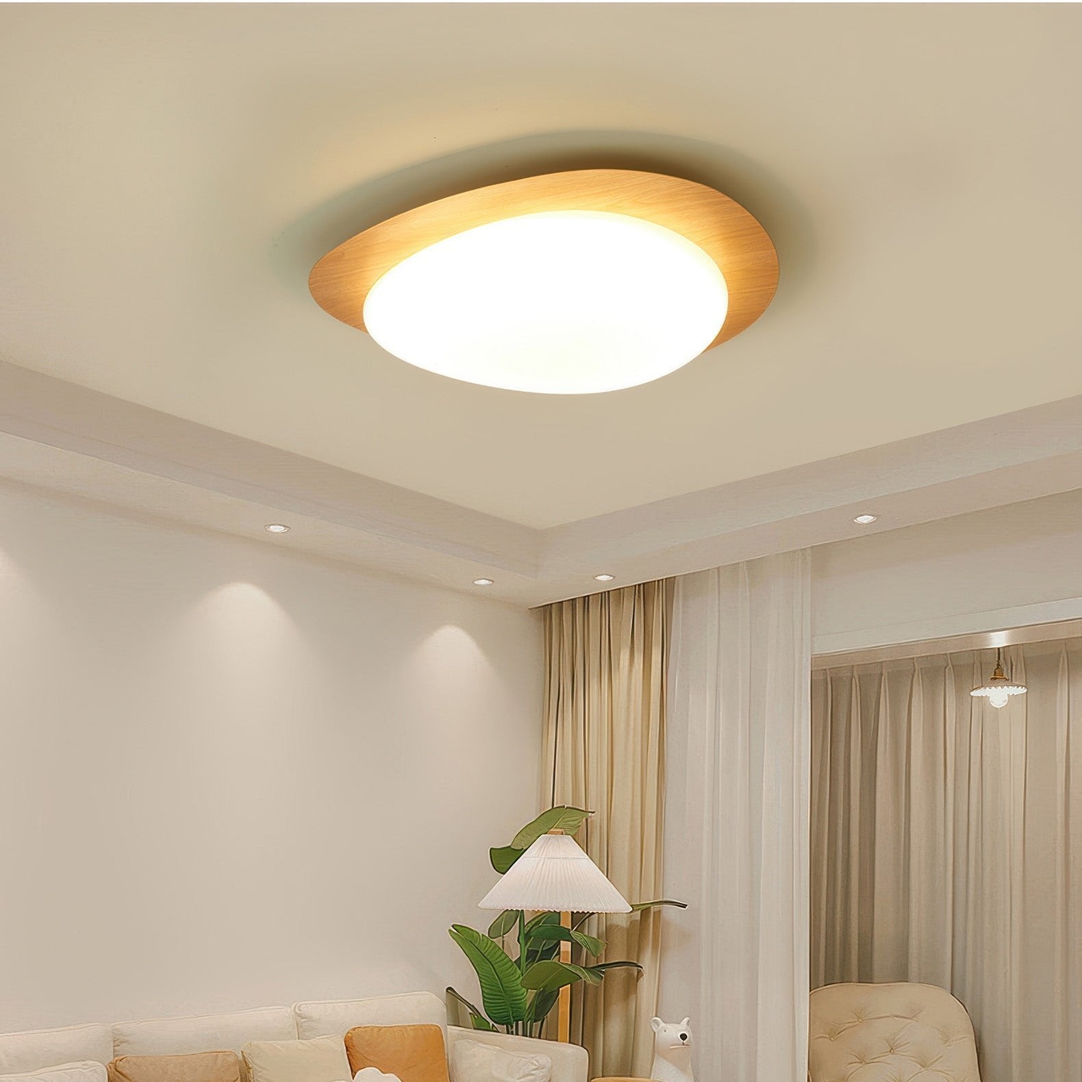 Scandinavian Wood LED Ceiling Light Fixture – Natural Design for Cozy Home Decor, Warm Glare-Free Lighting 6