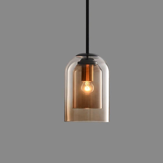 Vintage Double Glass Pendant Light with Metal Finish – Elegant Kitchen Hanging Lights for Modern Interiors 0
