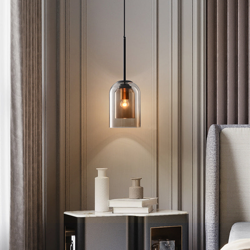 Vintage Double Glass Pendant Light with Metal Finish – Elegant Kitchen Hanging Lights for Modern Interiors 1