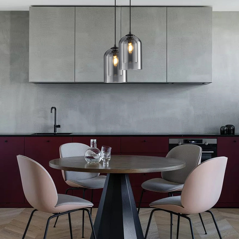 Vintage Double Glass Pendant Light with Metal Finish – Elegant Kitchen Hanging Lights for Modern Interiors 3