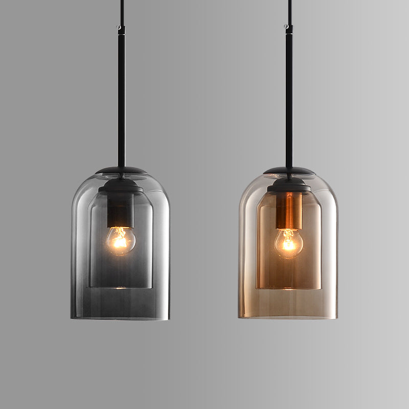 Vintage Double Glass Pendant Light with Metal Finish – Elegant Kitchen Hanging Lights for Modern Interiors 4