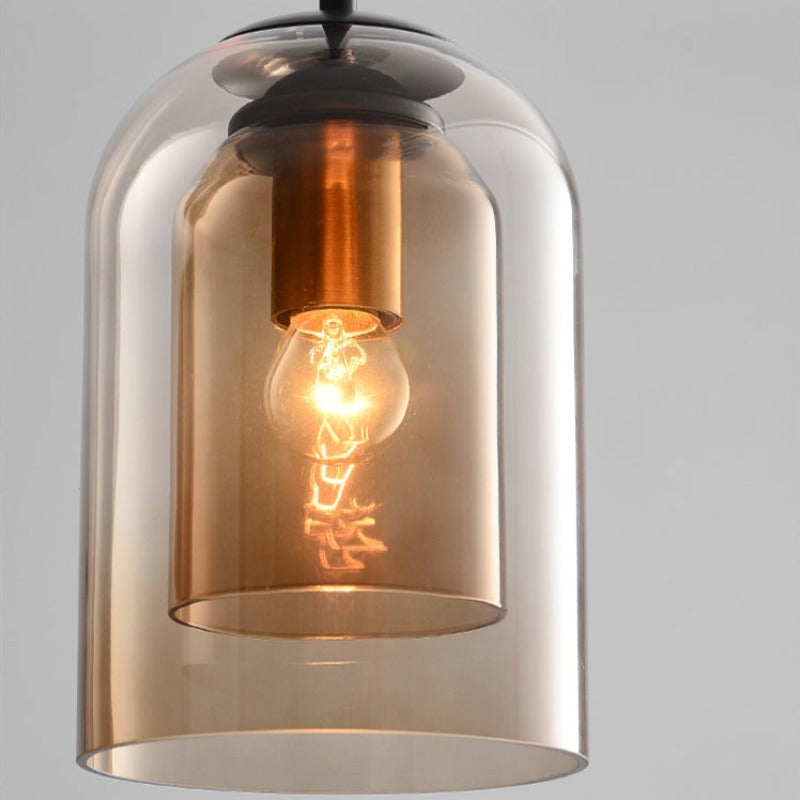 Vintage Double Glass Pendant Light with Metal Finish – Elegant Kitchen Hanging Lights for Modern Interiors 7